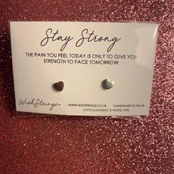 Wish String Stay Strong Silver Studs