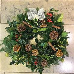 Natural Holly Wreath Decorated