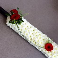 Cricket Bat Tribute with Red Rose Spray