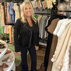 Suedette Zip Detail Biker Jacket-Black